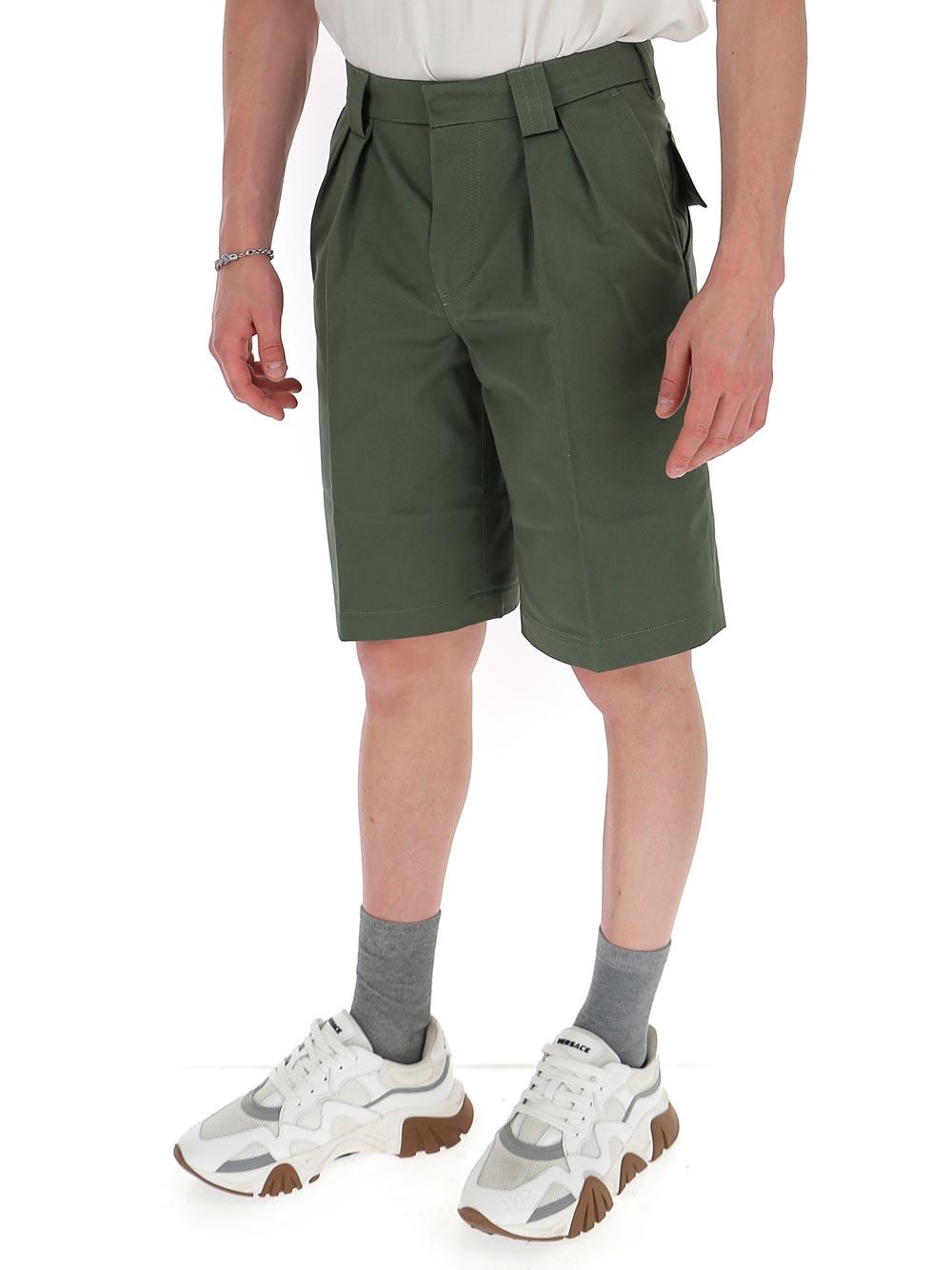 Jacquemus Cotton Pleated Shorts in Green for Men - Lyst
