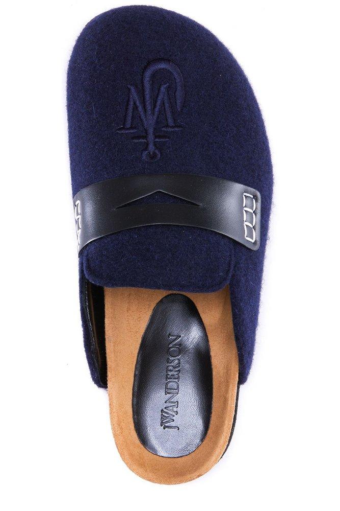 JW Anderson Anchor-logo Embroidered Felted Mules in Blue | Lyst