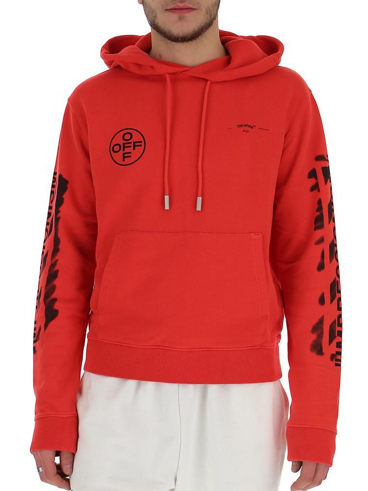 Off-White c/o Virgil Abloh Red Slim Stencil Hoodie for Men | Lyst