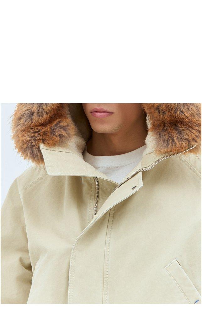 Burberry Faux Fur Trim Bomber Jacket in Natural for Men | Lyst