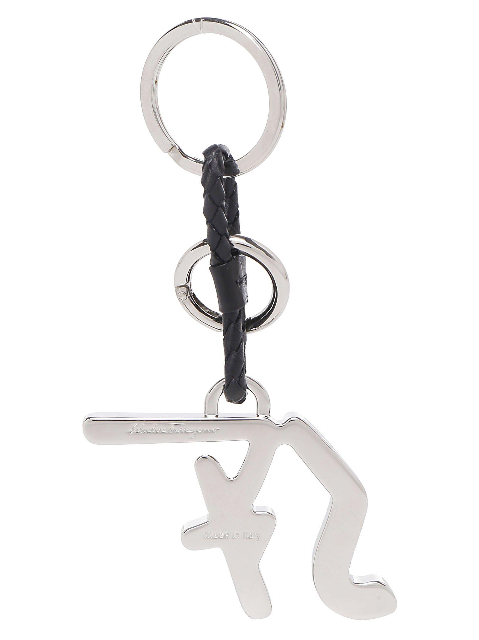 Ferragamo Leather Logo Key Ring in Black for Men Lyst
