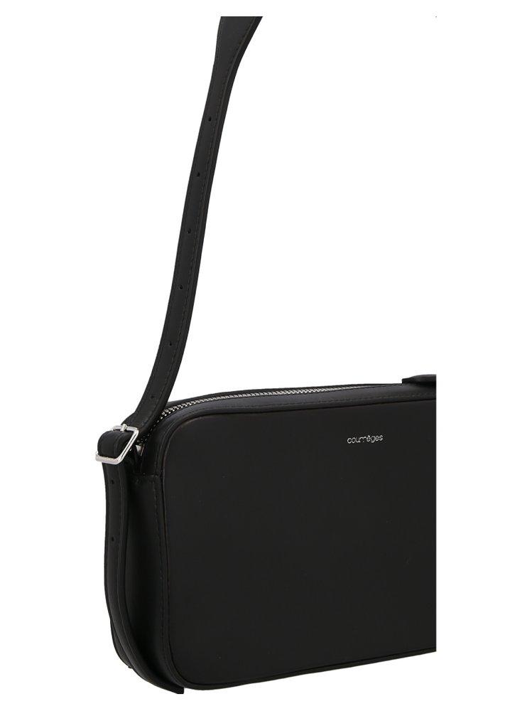 Courrèges zipped leather shoulder bag - White