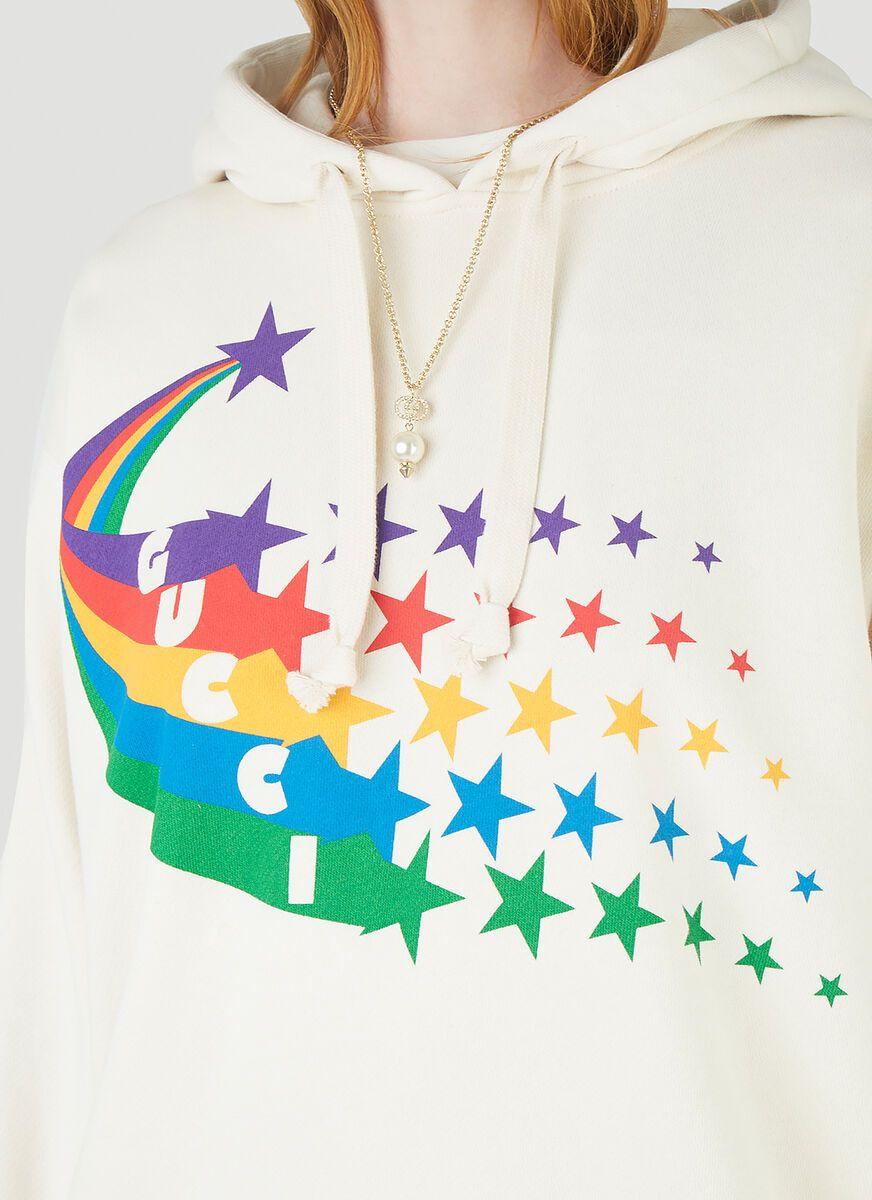 Gucci Shooting Star Print Hoodie in White | Lyst