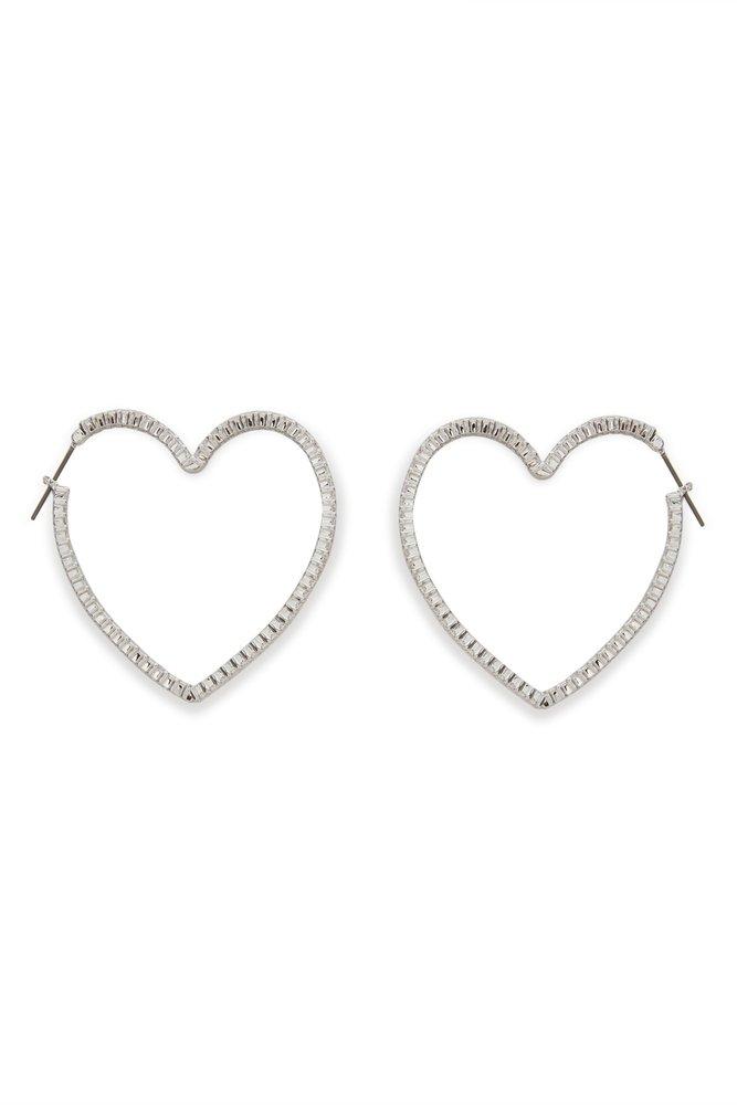 Buy Swarovski Matrix hoop earrings, Heart, Small, White, Rhodium