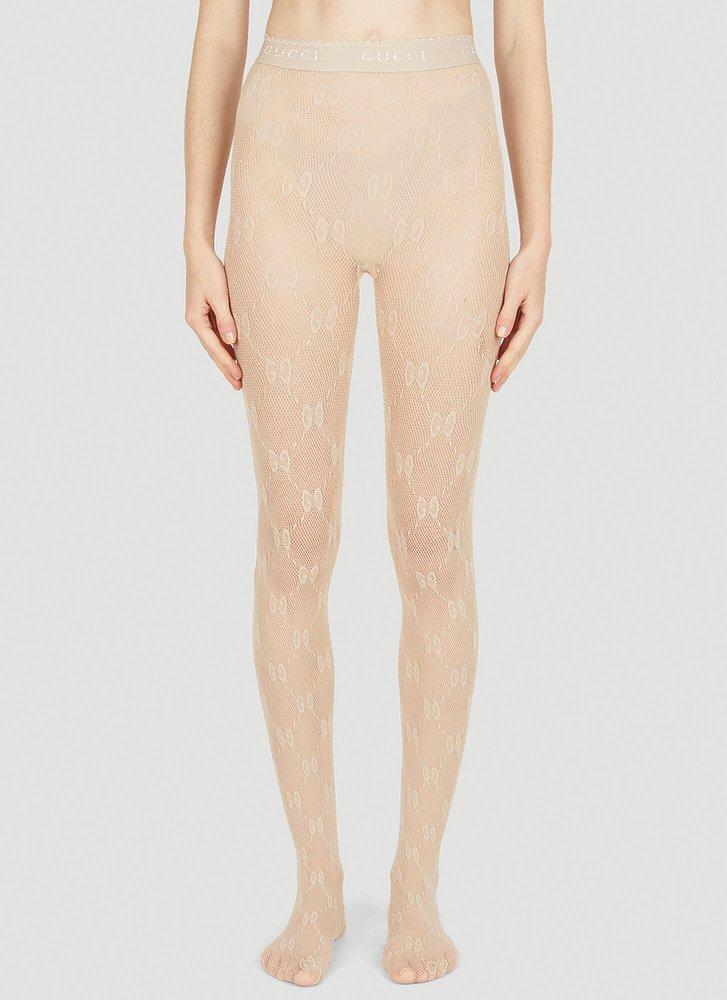 Gucci GG Monogram Open-knit Tights in Natural