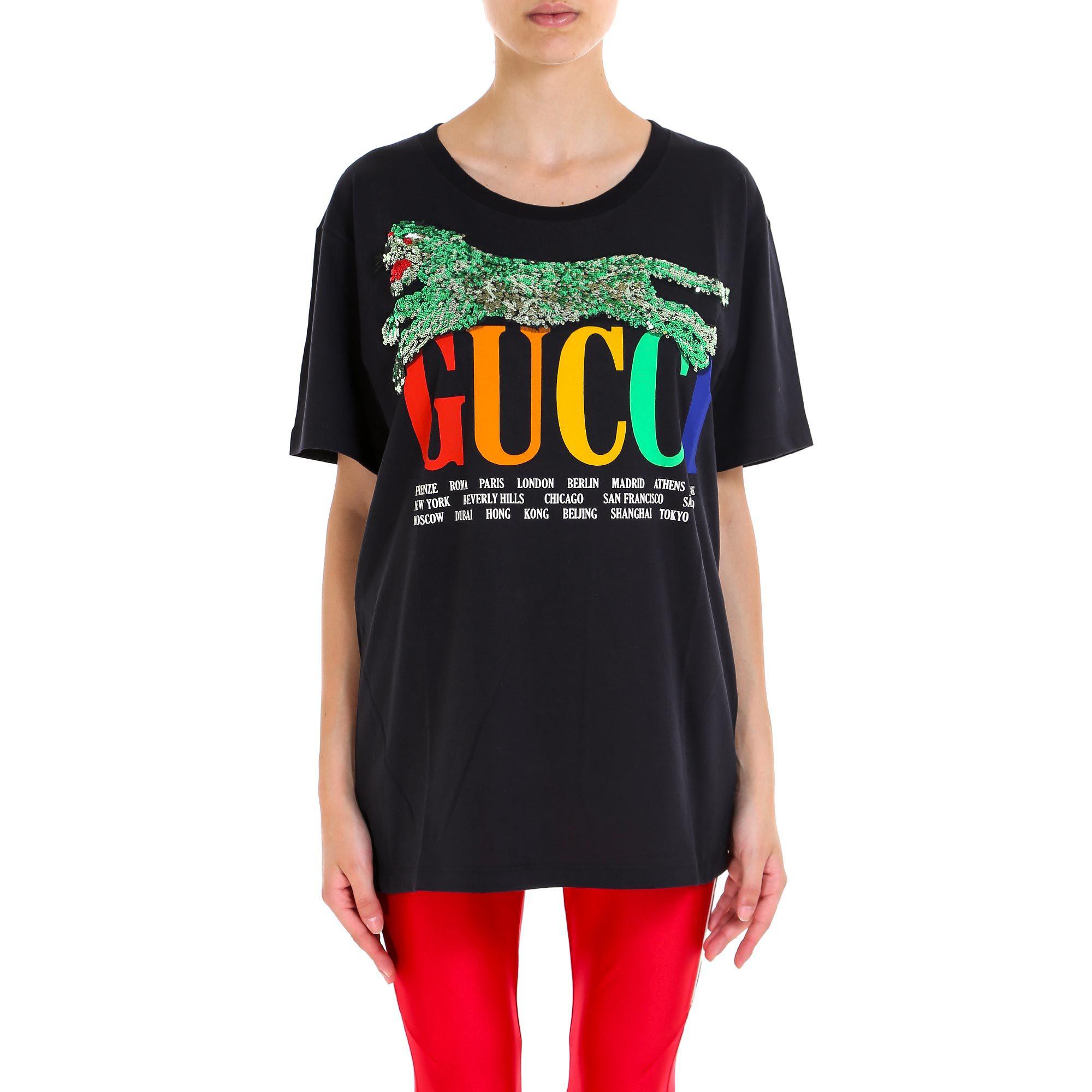 Gucci Cotton Sequin Tiger T-shirt in Grey (Gray) - Lyst