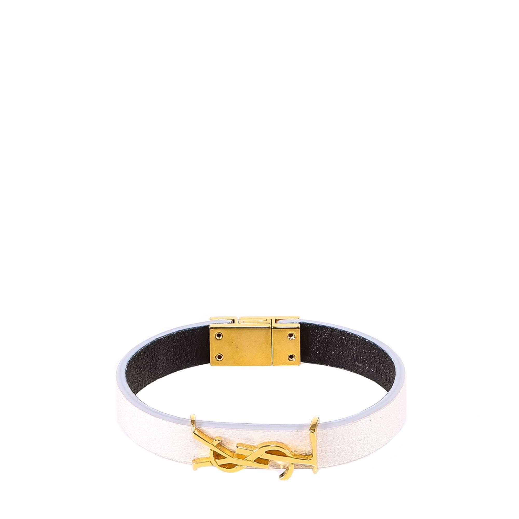 女の子向けプレゼント集結 LAURENT SAINT 関税込 Monogram bracelet leather ブレスレット Saint Laurent Leather Ysl Monogram Bracelet in White | Lyst