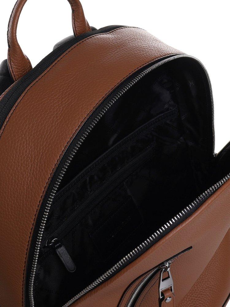 MICHAEL Michael Kors Logo Plaque Zip-up Backpack in Brown for Men