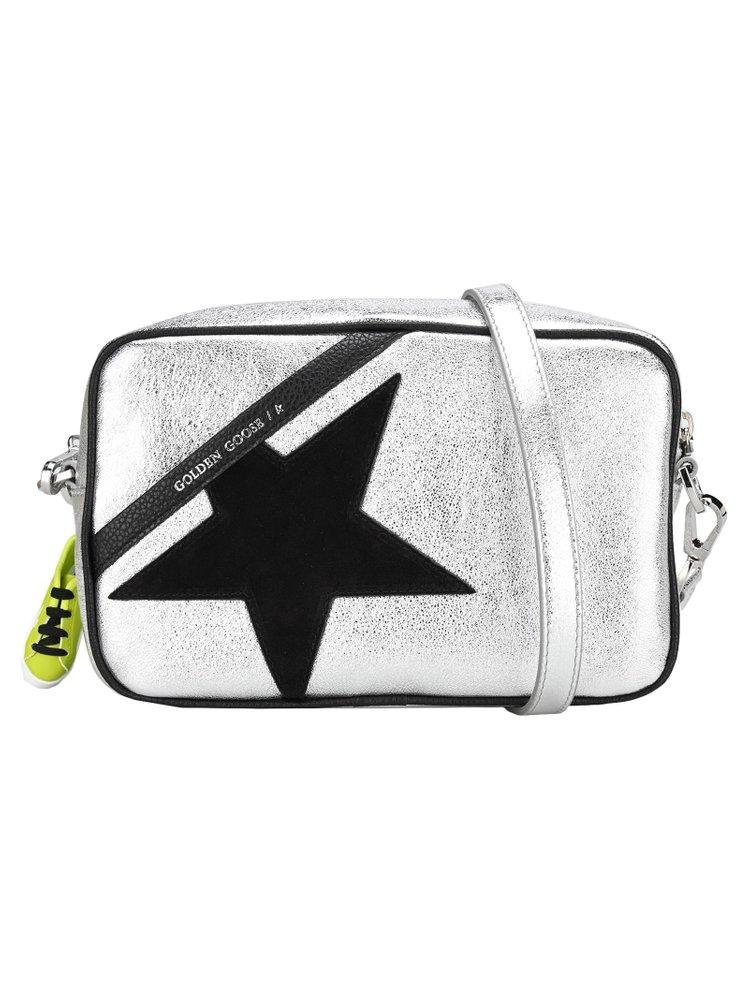 Golden Goose Logo Print Star-patch Crossbody Bag in Black | Lyst