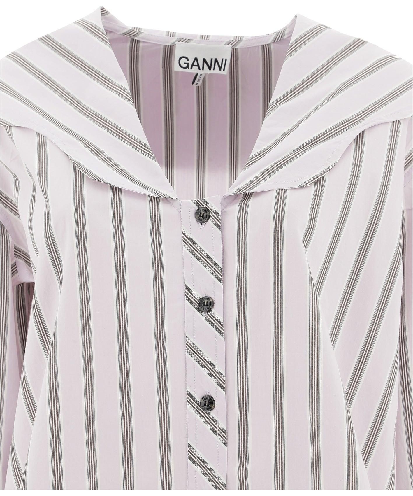 Ganni Striped V-neck Shirt - Save 45% - Lyst