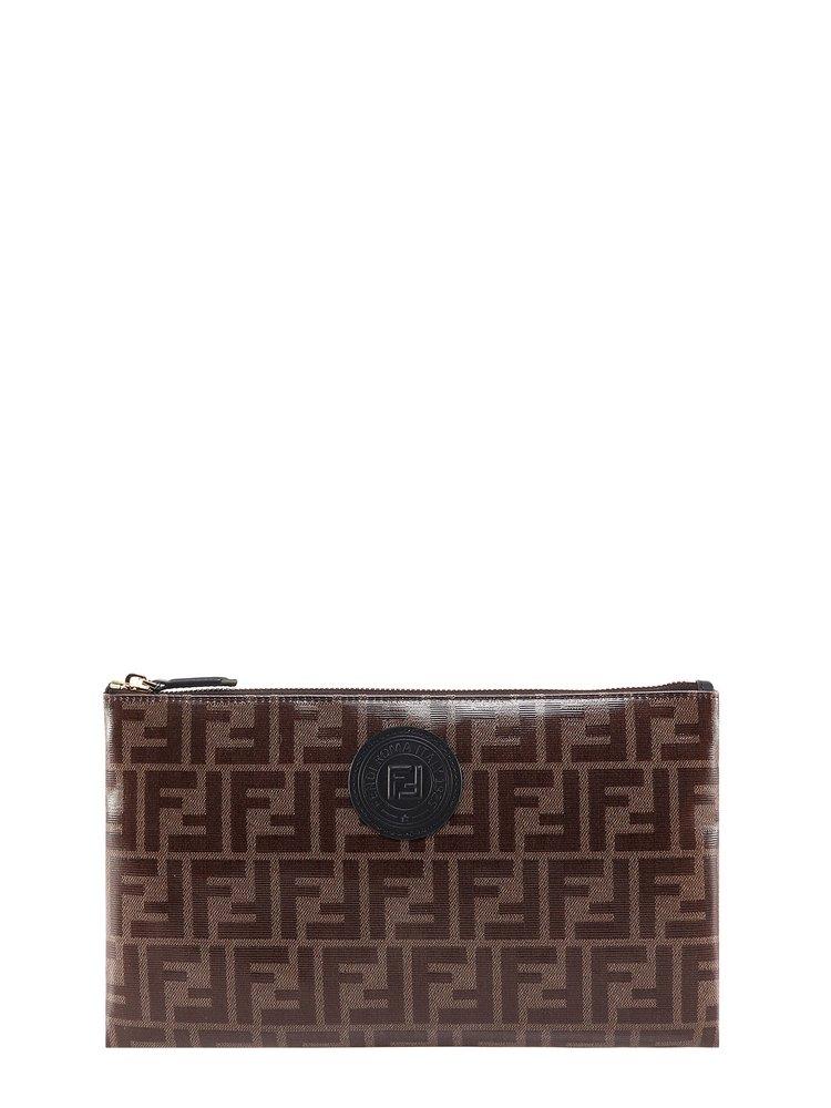 Fendi Ffreedom Large Clutch Bag in Brown