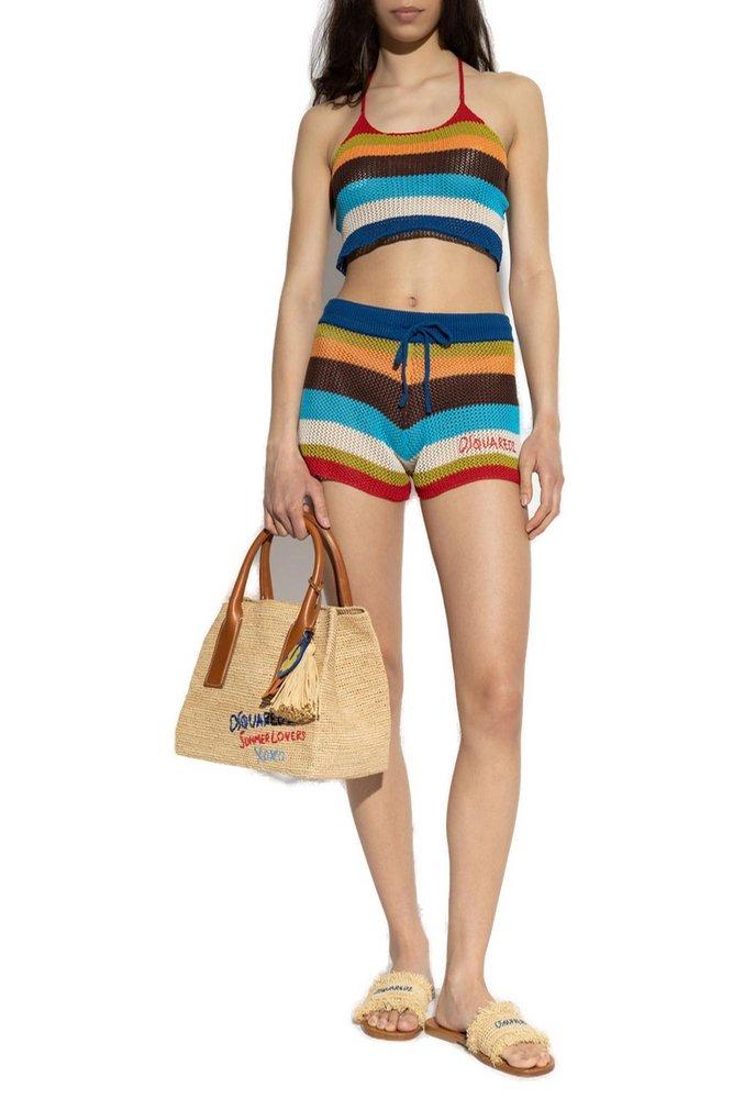DSquared² Summer Lovers Knitted Halter Neck Top in Blue | Lyst