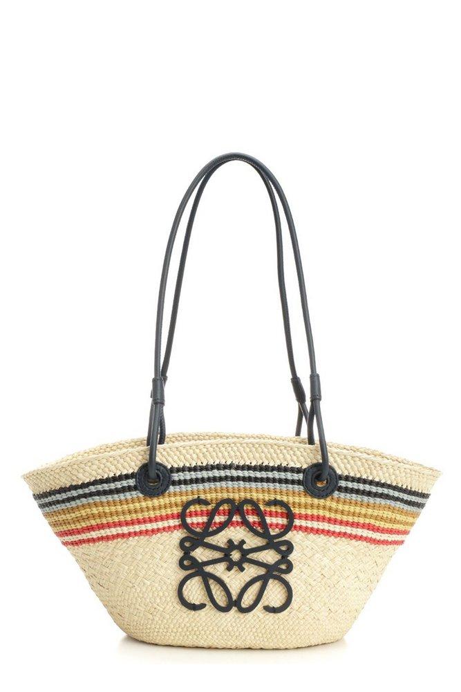 ロエベ アナグラム BASKET SMALL BAG Small Anagram Basket bag in iraca palm and calfskin Beige