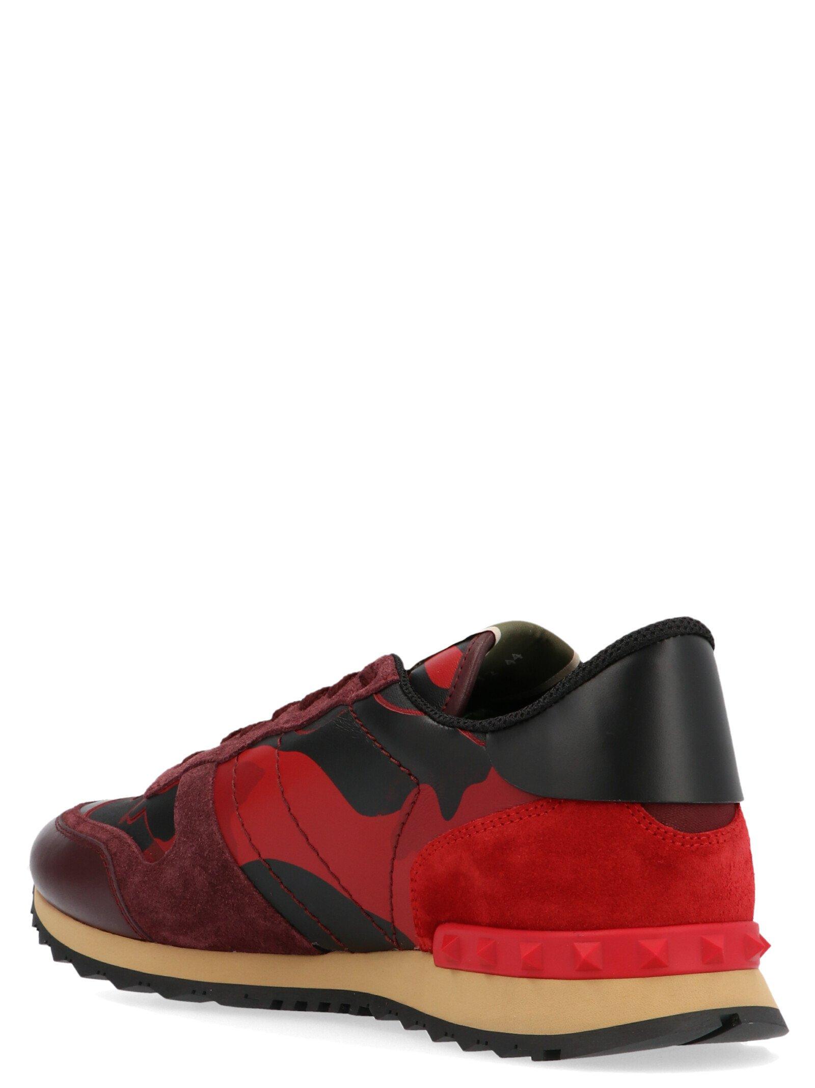 Valentino Garavani Camo Rockrunner Sneakers Zwart Rood - Merkmode