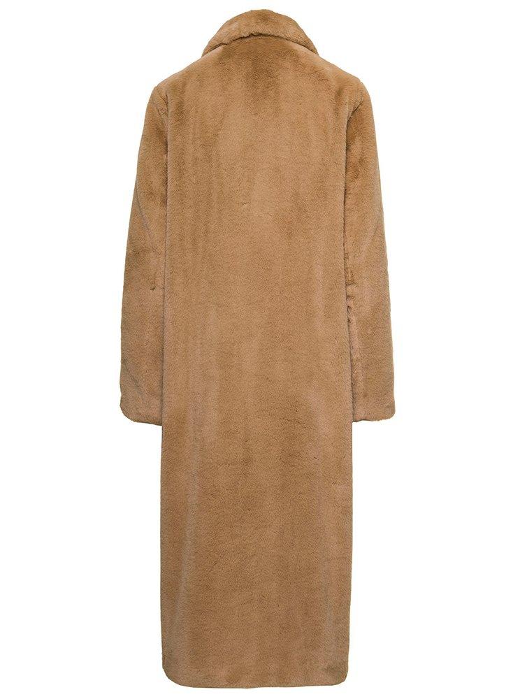 Twinset Double Breasted Mid Length Teddy Coat in Natural | Lyst