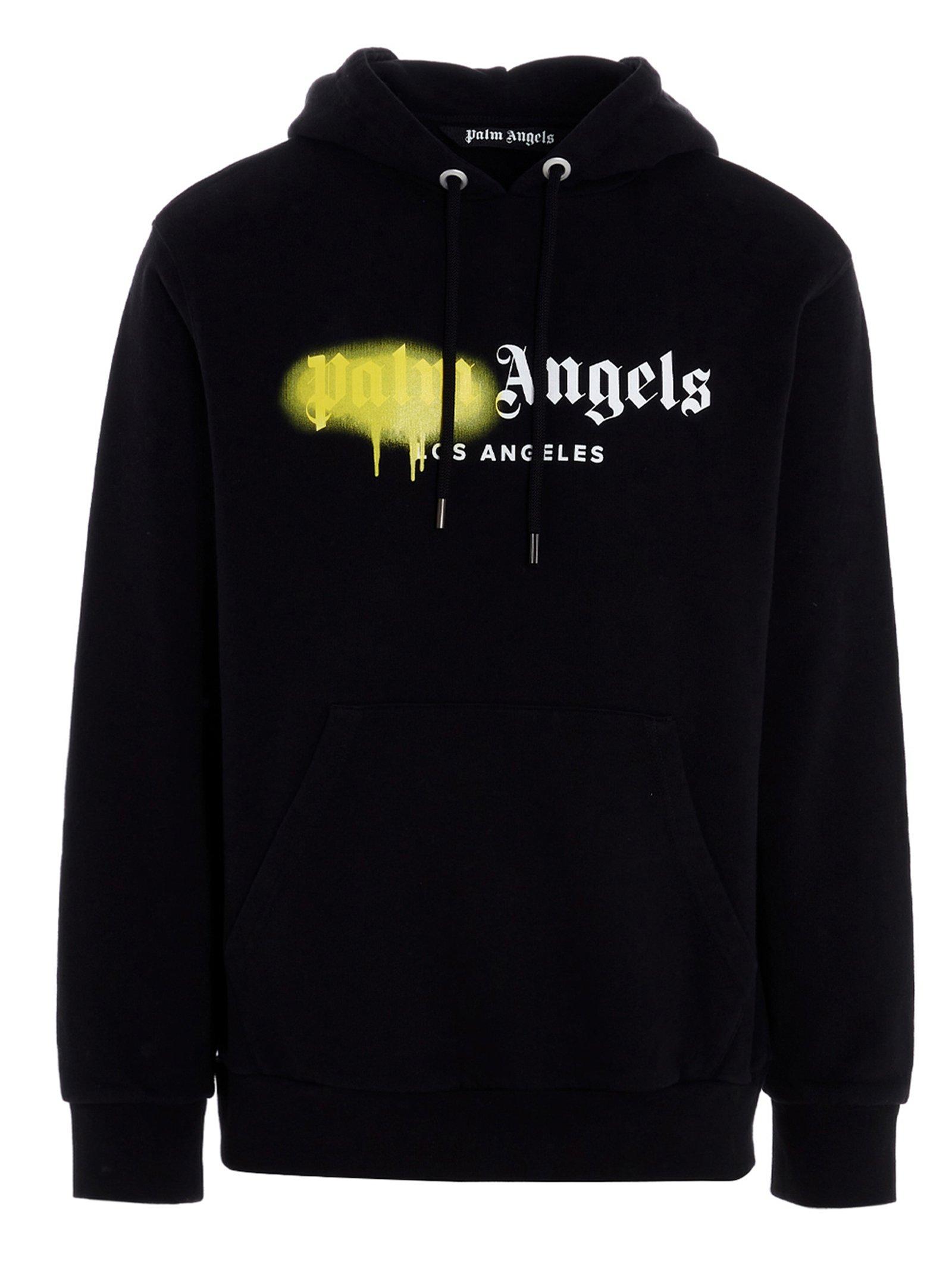 Palm Angels Sprayed La Logo Popover Hoody in Black for Men Lyst