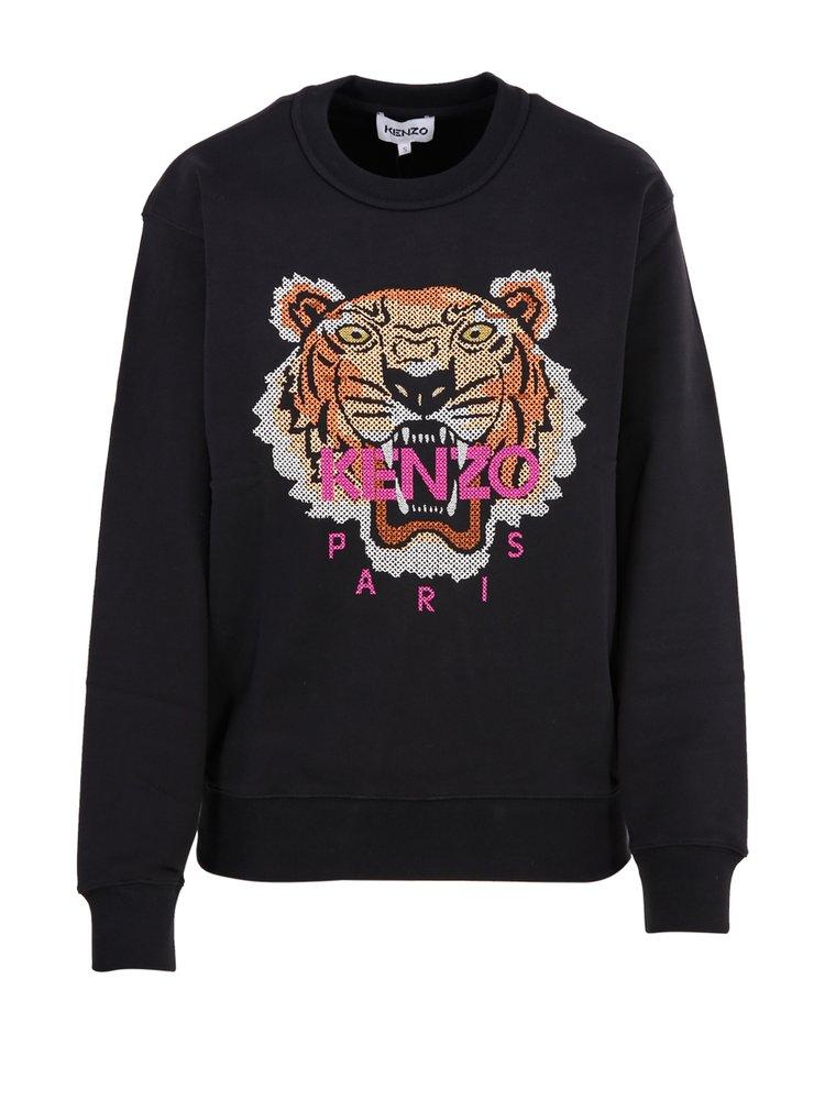 Kenzo Women's Tiger Jacquard Straight Hem Sweatshirt - Black - Sweatshirts