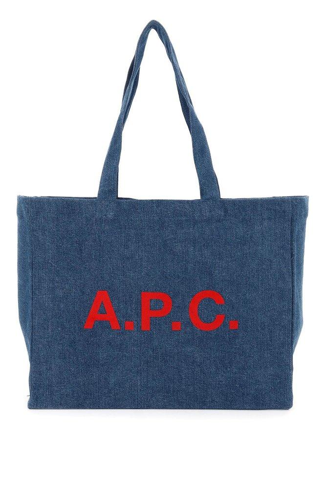 A.P.C. Diane Logo Print Denim Tote Bag in Blue | Lyst