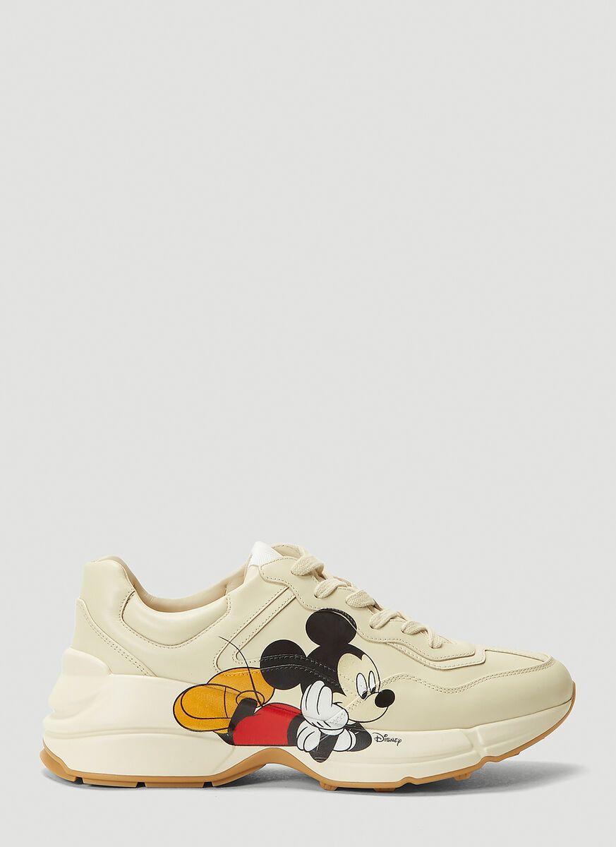 Gucci Women's X Disney Mickey Mouse Rhyton Leather Mid-top Trainers in  White - Save 12% | Lyst
