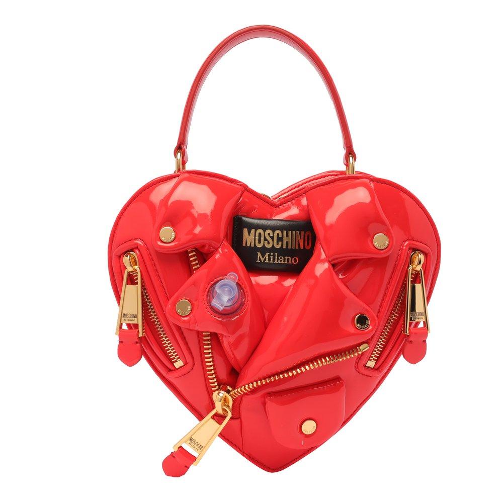 Moschino Chain Linked Bikerheart Crossbody Bag in Red Lyst