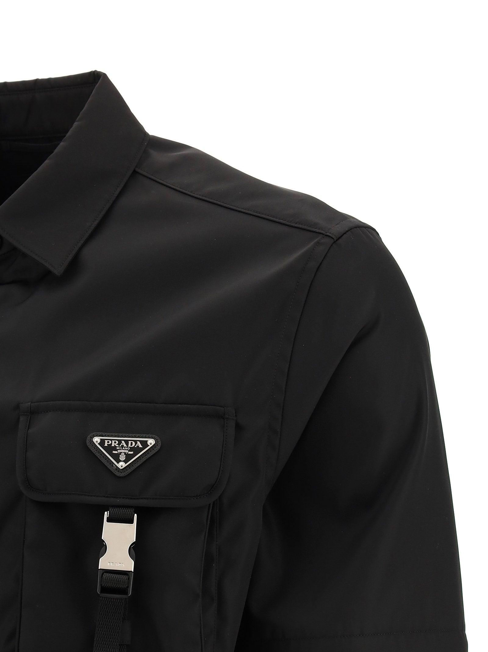 Prada Synthetic Re-nylon Long Sleeve Shirt in Black for Men - Lyst