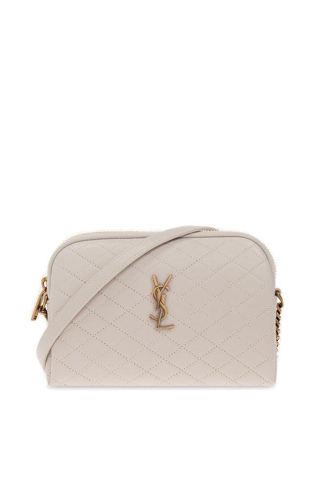 Saint Laurent Gaby Quilted Chain Pouch in Natural | Lyst
