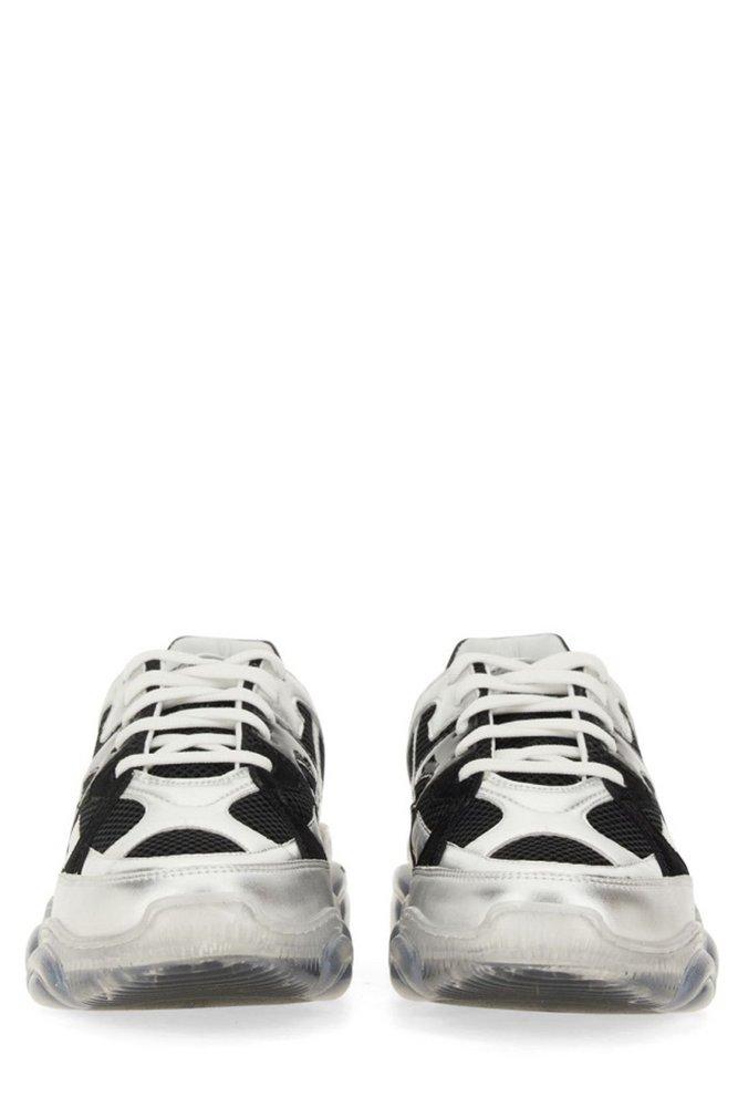 【送料&関税込】Moschino Round Toe Lace-up Sneakers Moschino Round-Toe Lace-Up Sneakers in Black for Men | Lyst