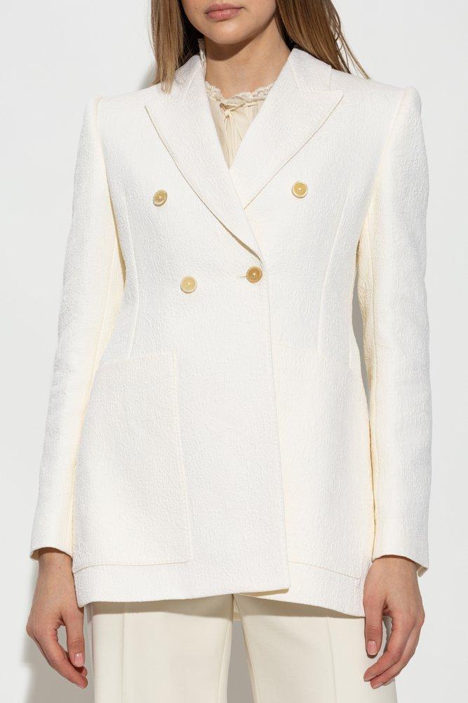 ジャケット CHLOe Tailored double-breasted blazer White CHC23WVE11065 Chloé Tailored Jacket In Cotton Mix Jacquard | Chloé US