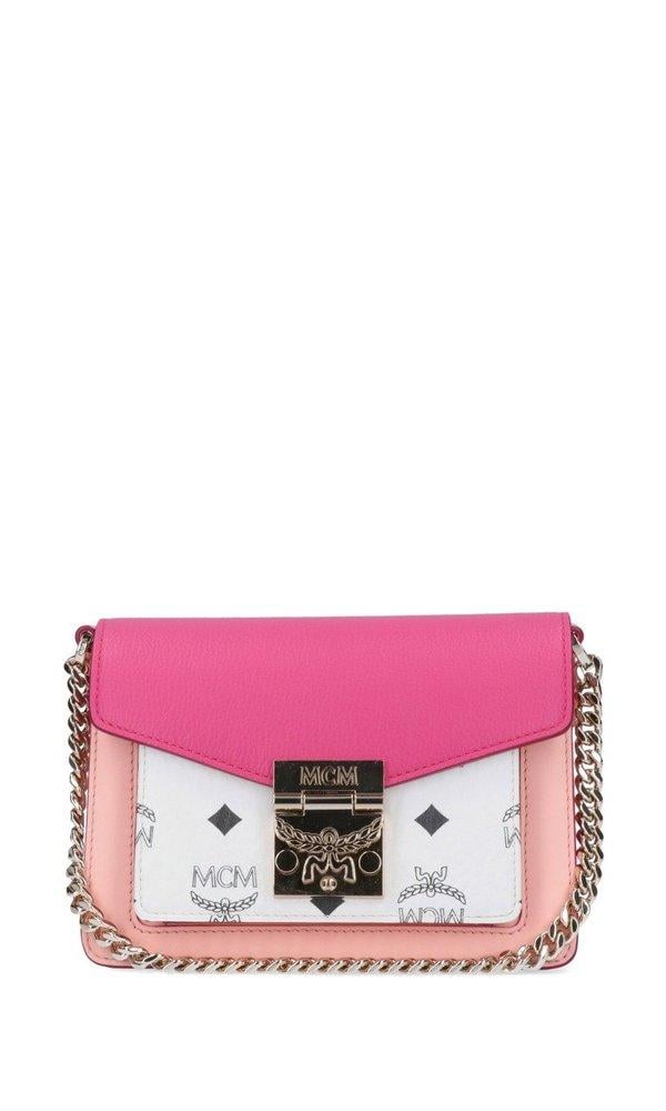MCM Patricia Crossbody Wallet Studded Outline Large Quartz Pink in Leather  with Silver-tone - US
