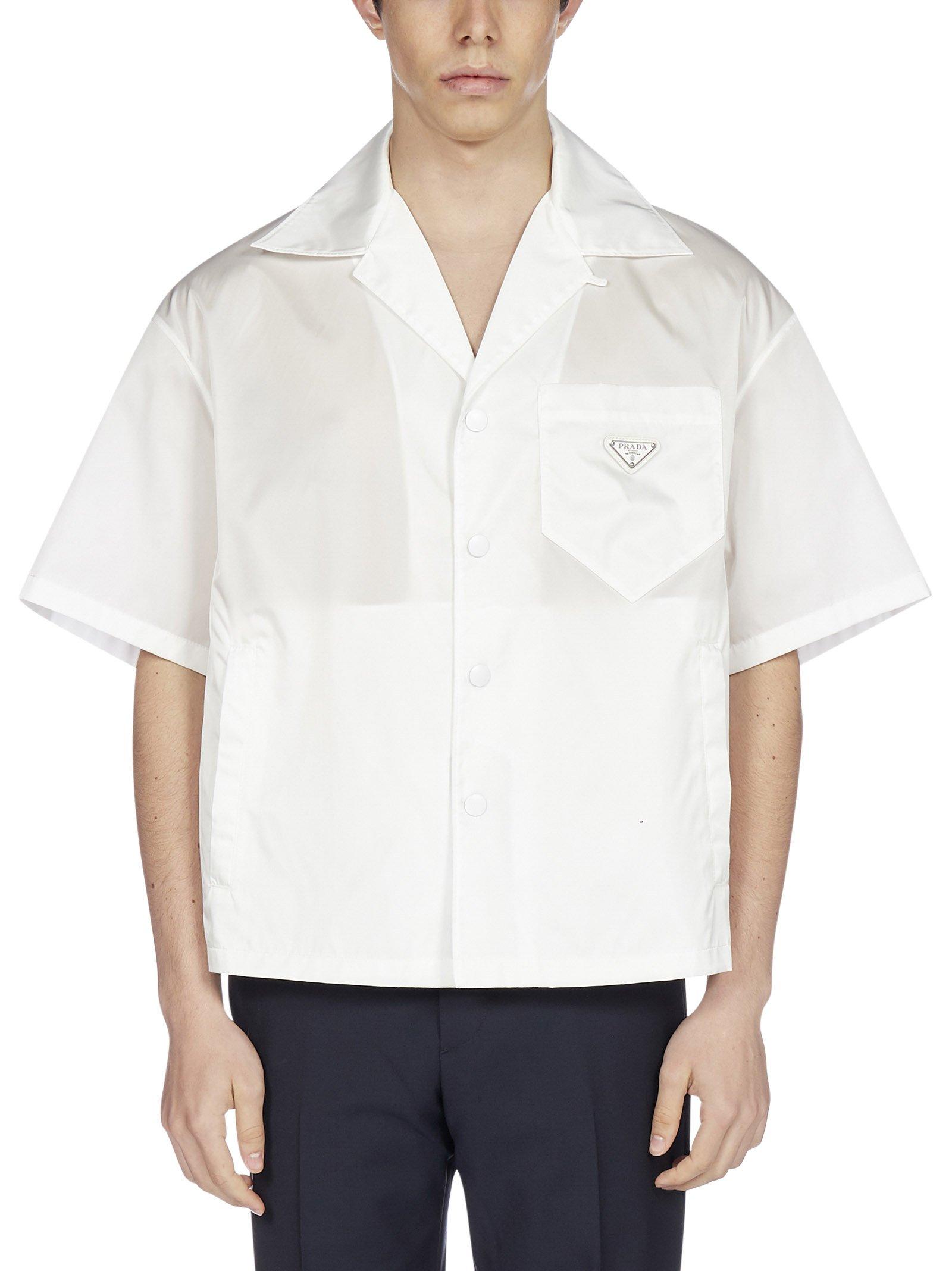 Prada Synthetic Re-nylon Short-sleeve Shirt in White for Men | Lyst