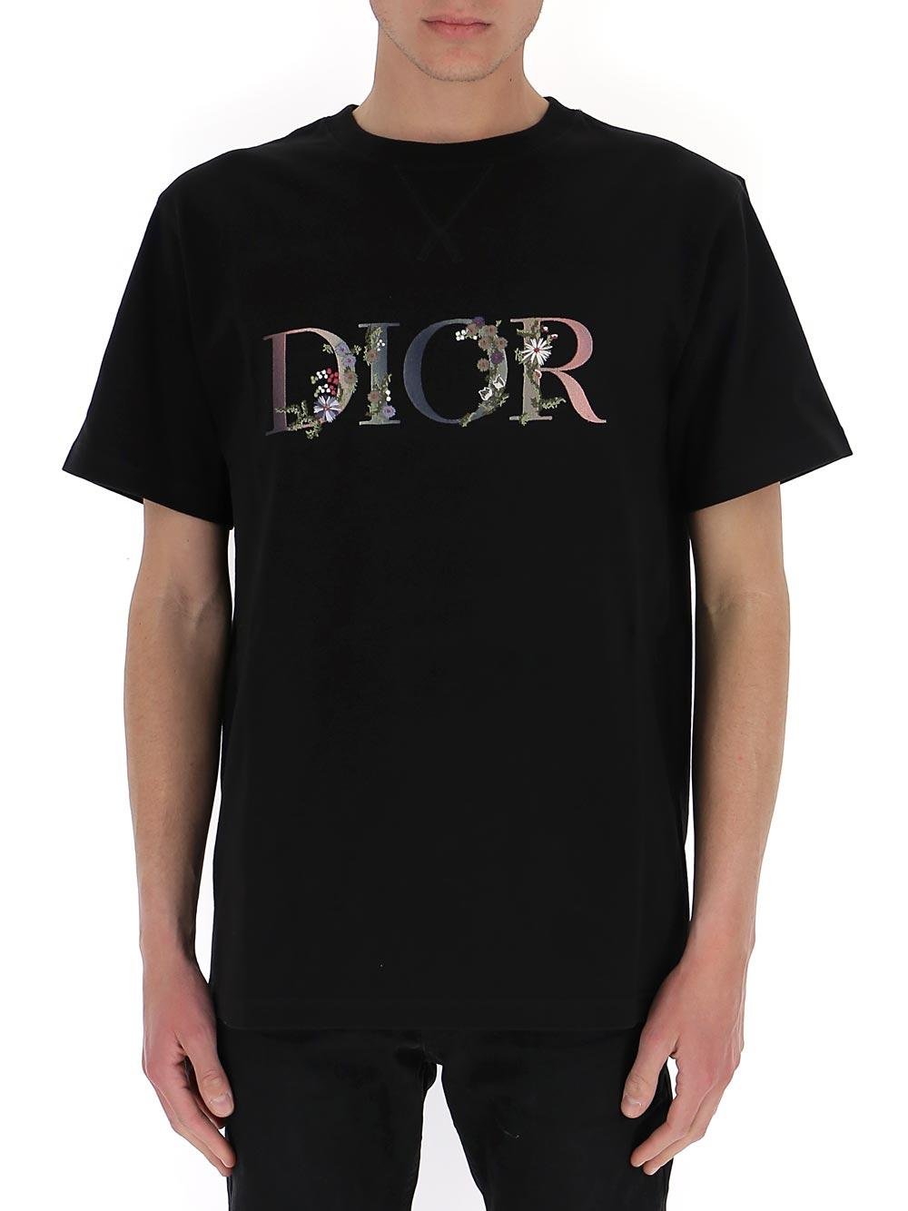 Dior Flowers Embroidered T-Shirt - Kaialux