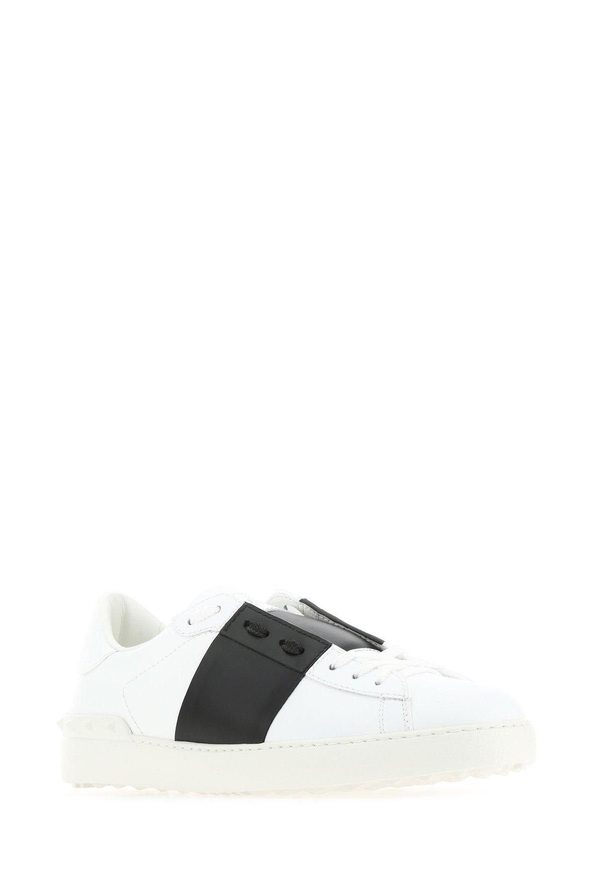 Valentino Garavani Open Rockstud Leather Sneaker in White/ Black (White ...