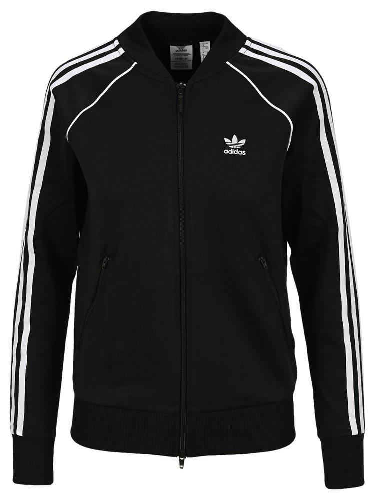 adidas Originals Zip-up Long-sleeved Jacket in Black | Lyst