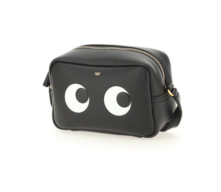 Anya Hindmarch Leather Eyes Mini Crossbody Bag in Black | Lyst