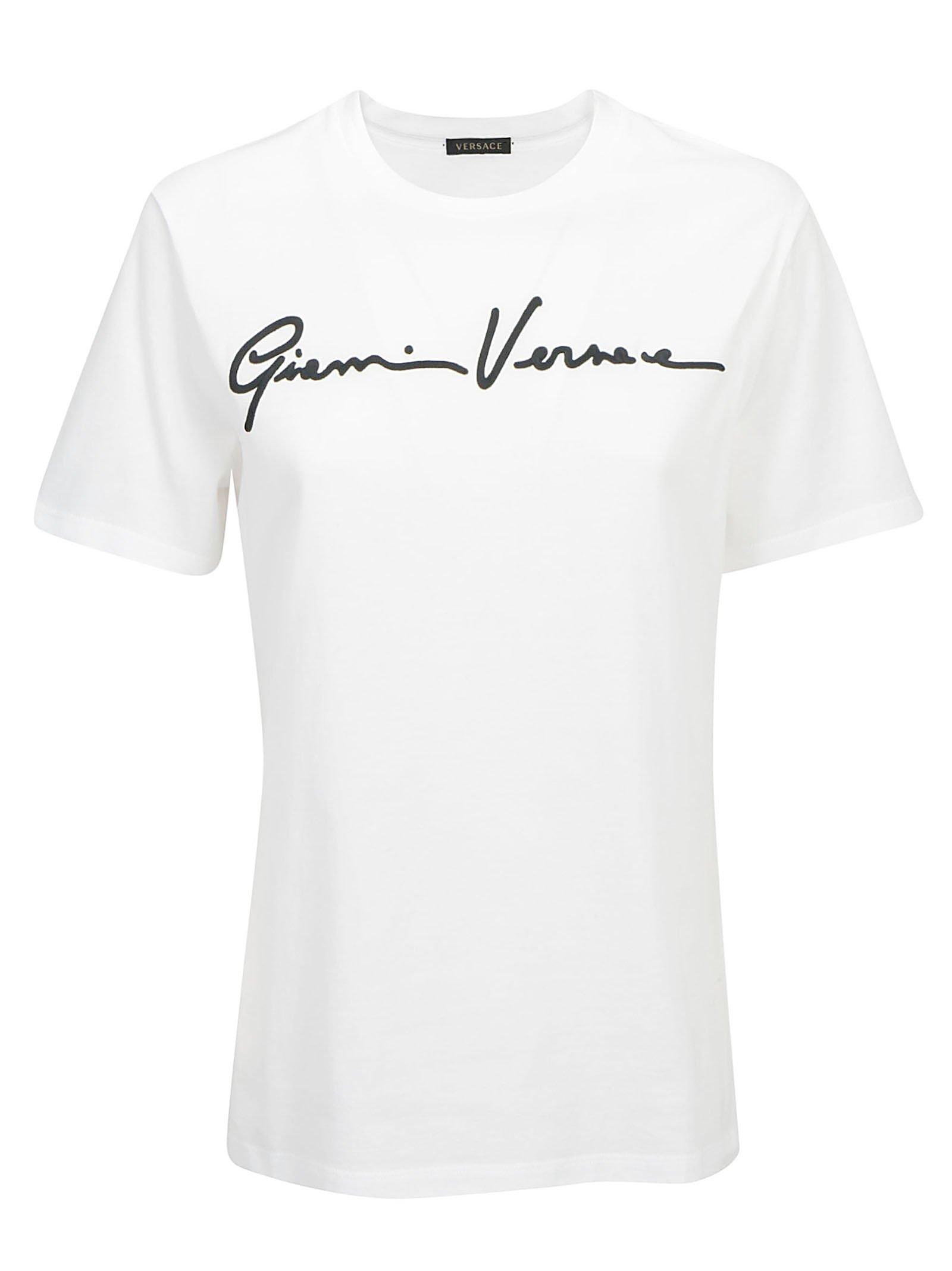 Versace Cotton Signature Logo T-shirt in White - Lyst