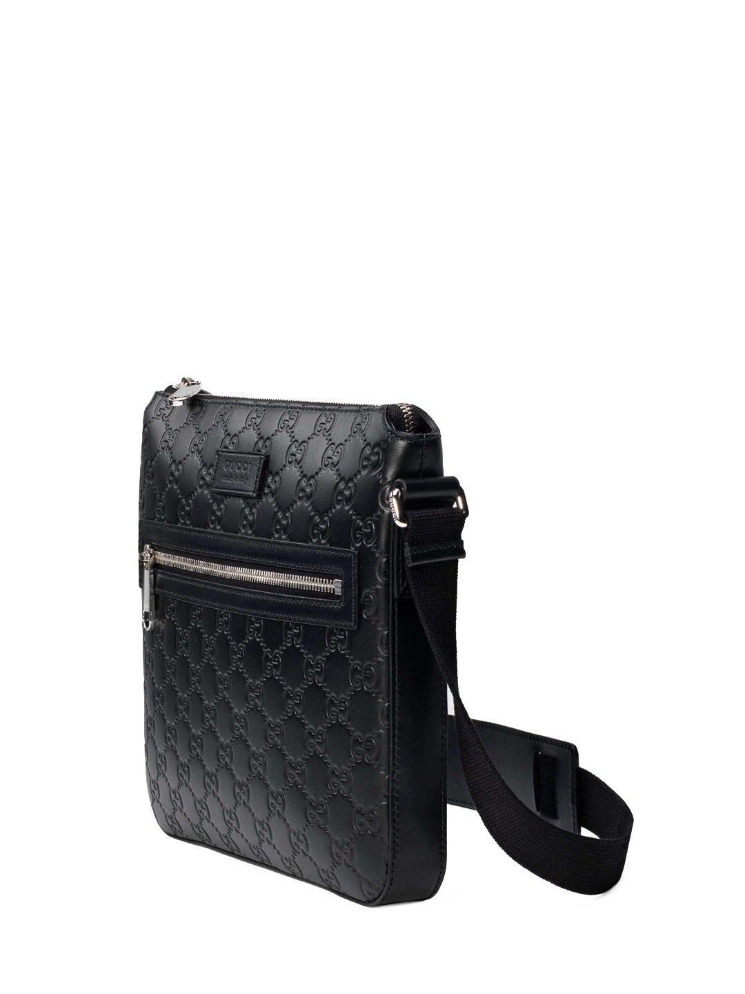 gucci black leather messenger bag