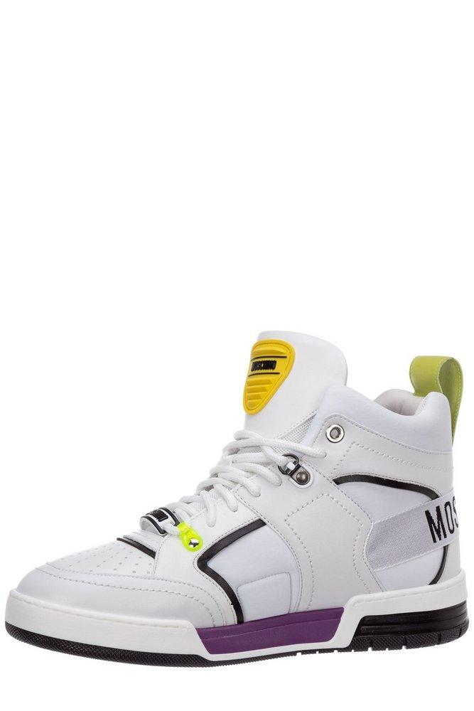 Moschino Leather Streetball High-top Sneakers in White for Men | Lyst