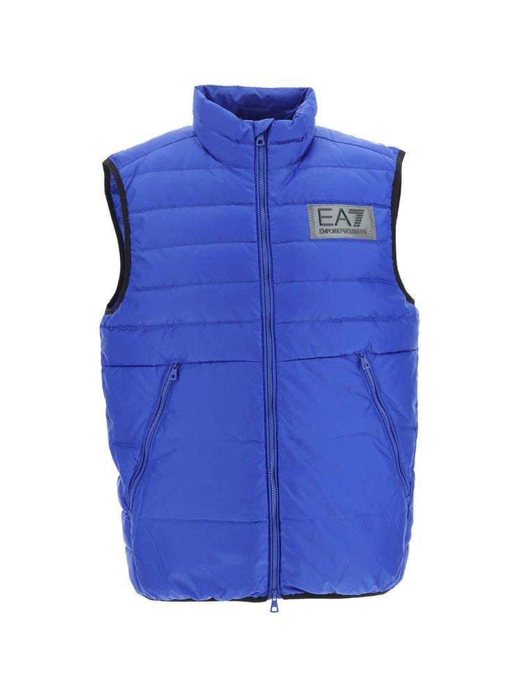 EA7 Logo Printed Down Vest in Blue for Men Lyst UK