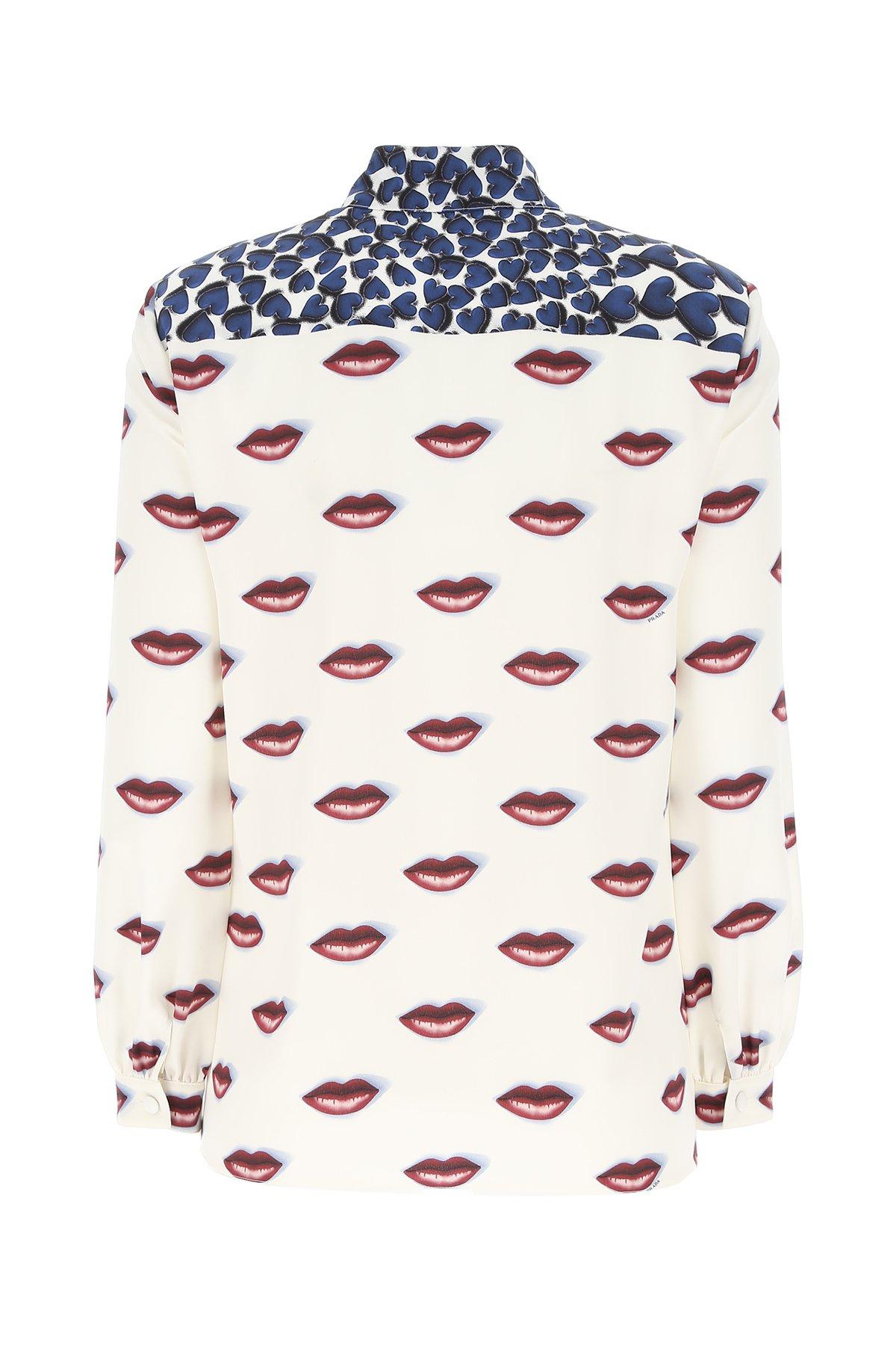 Prada Silk Lipstick Print Shirt Lyst