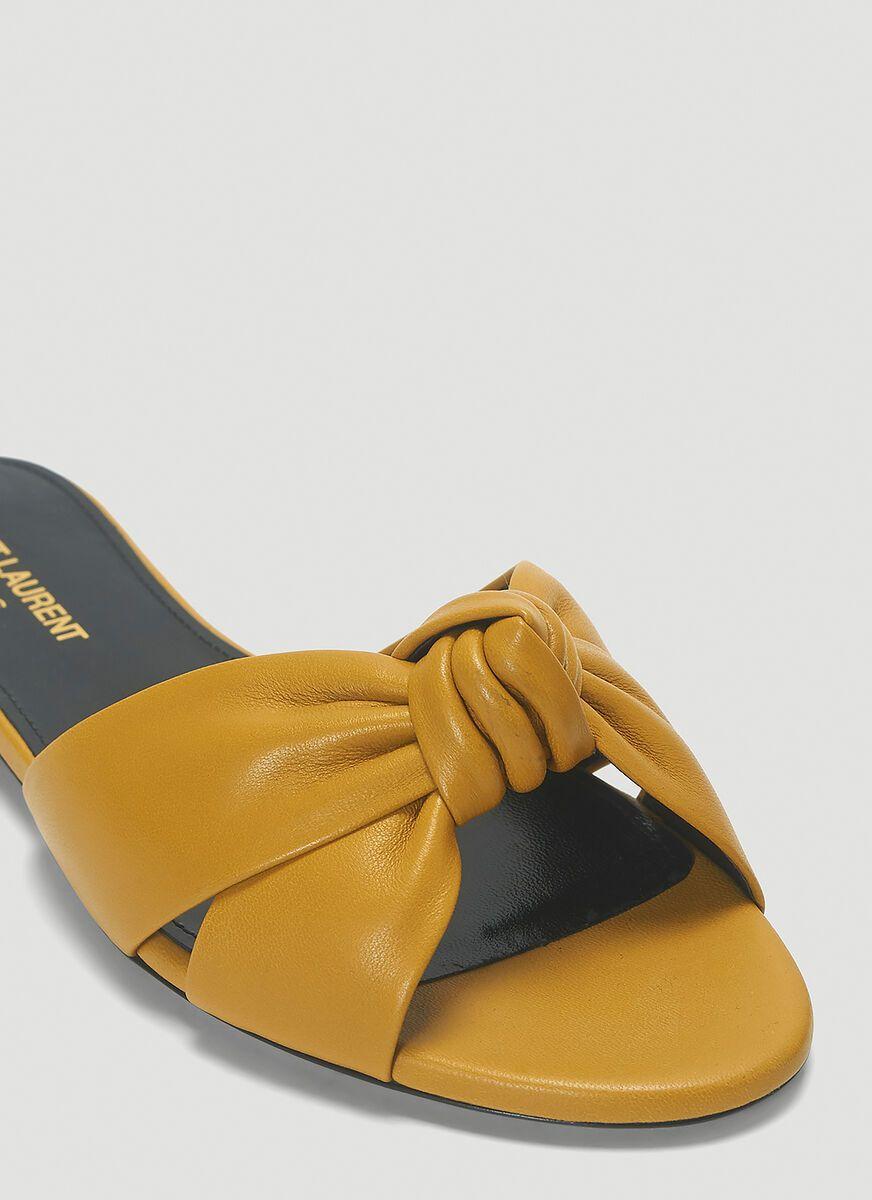 Saint Laurent Leather Bianca Flat Sandals in Yellow | Lyst