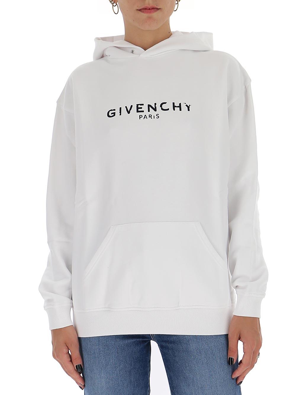 Givenchy Cotton Logo Printed Hoodie in White - Lyst