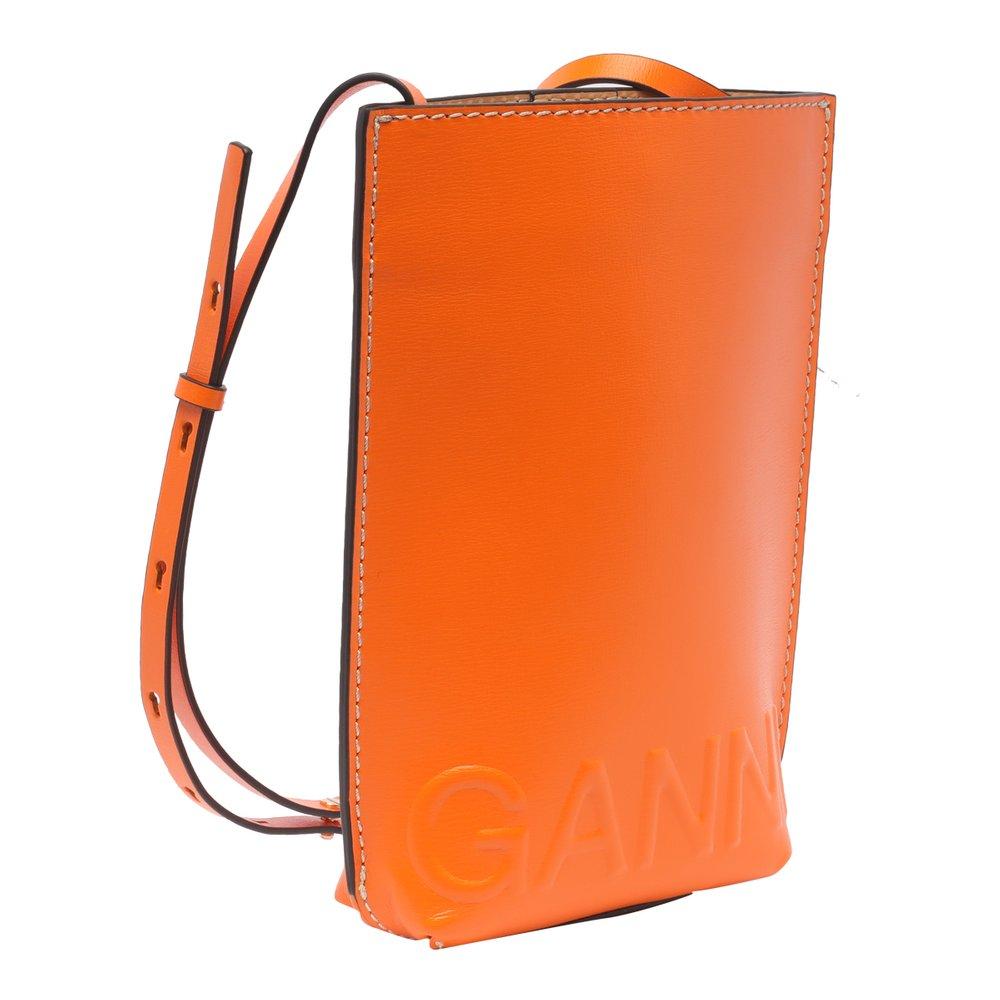 Ganni Logo Embossed Strapped Crossbody Bag in Orange Lyst