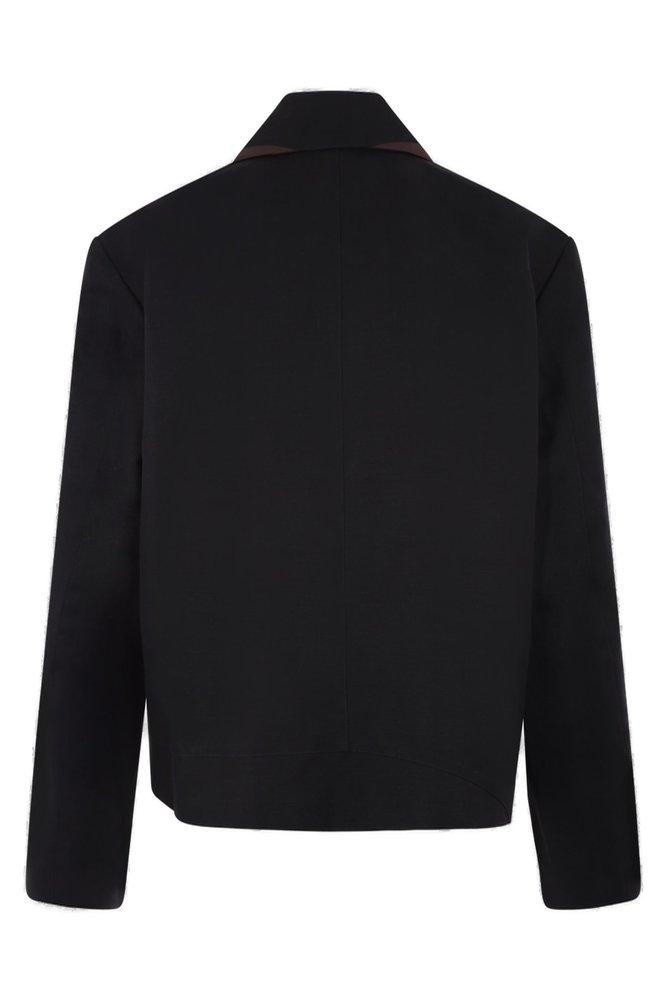 NAMACHEKO Asymmetric Design Zip-detailed Shirt Jacket in Black ...