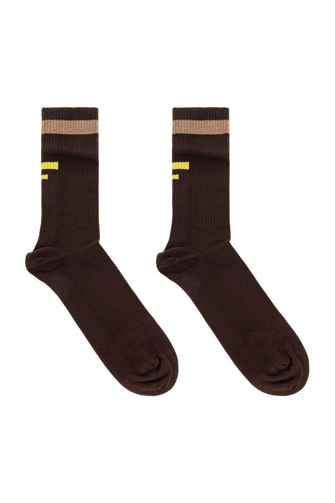 【送料&関税込】Fendi Ff Jacquard Ribbed Socks Fendi - Logo-Jacquard Cotton-Blend Socks - Black Fendi