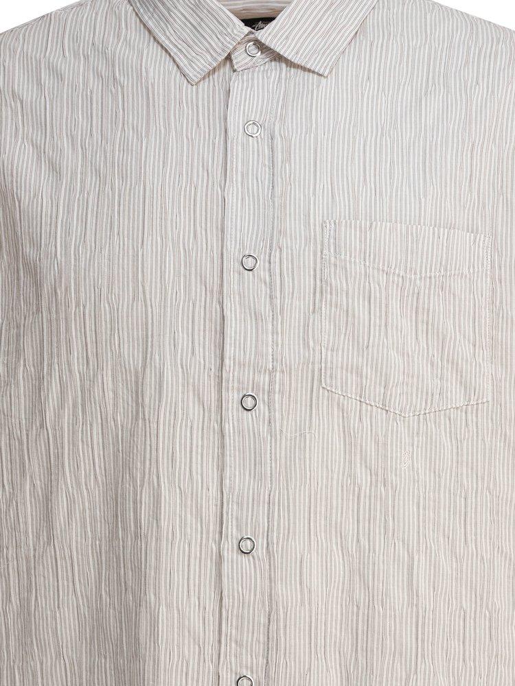 トップス STUSSY WAVY STRIPED SHORT SLEEVE SHIRT Wavy Striped Short Sleeve Shirt – Natural | Tops | Stüssy