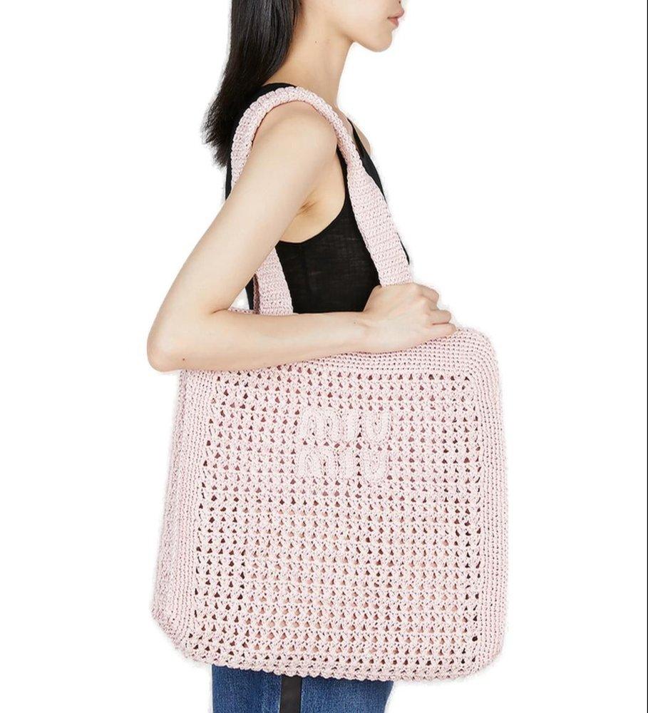 【Miu Miu】Crochet Shopping Bag Miu Miu Crochet Shopping Bag in Pink | Lyst