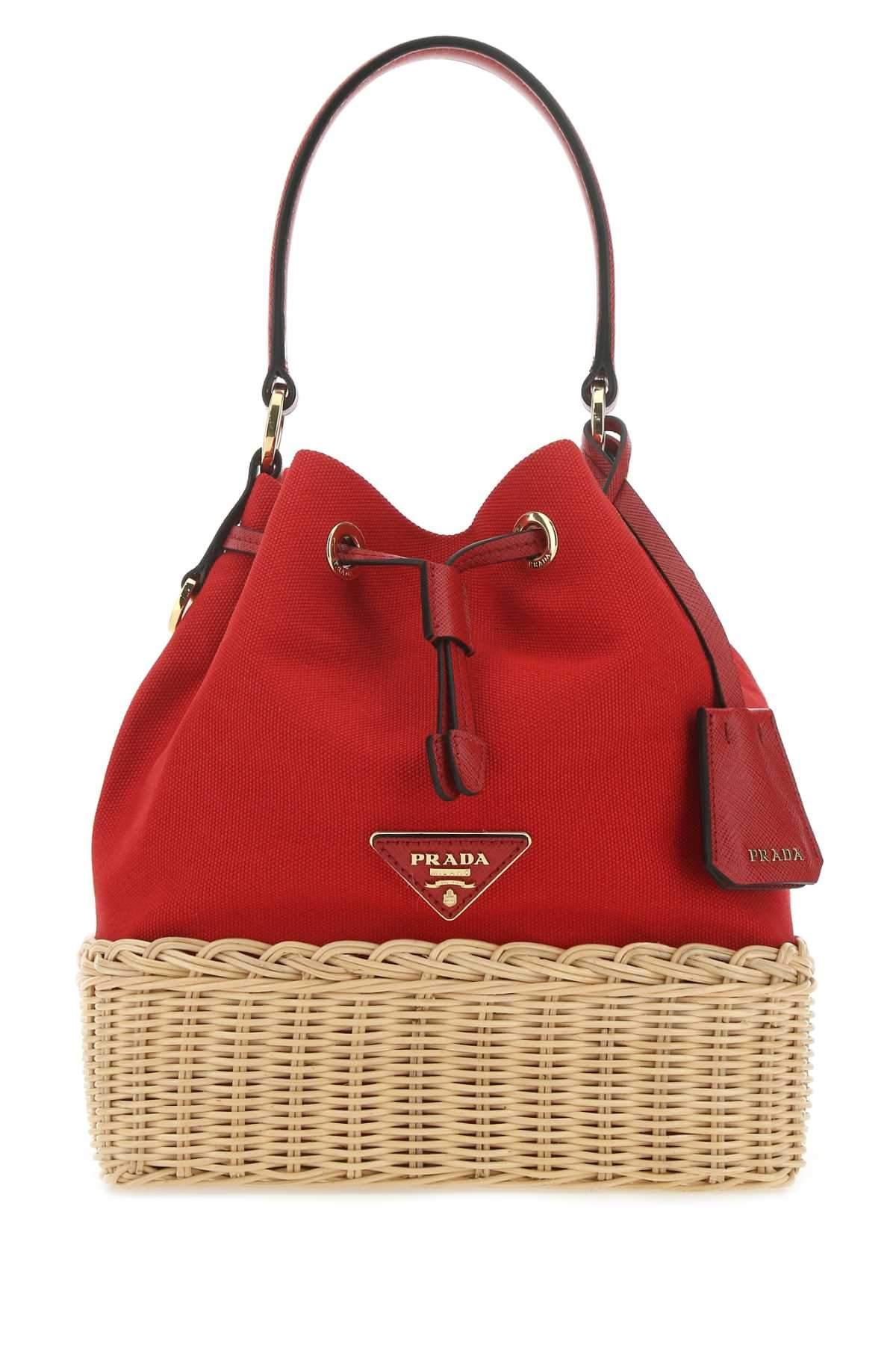 prada bucket bag red