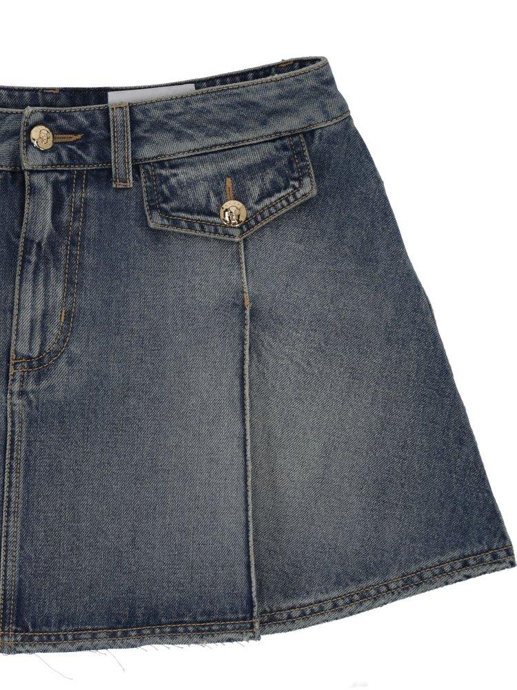 McQueen Denim Mini Skirt in Blue | Lyst