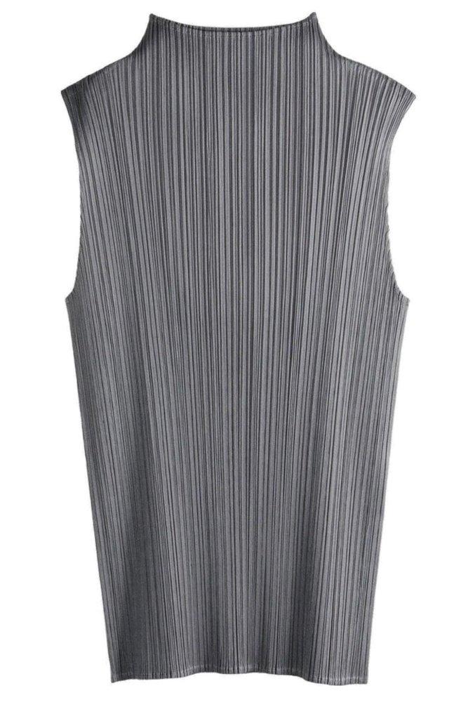 Pleats Please Issey Miyake タートルネックタンクトップ Pleats Please Issey Miyake Black Basics Sleeveless