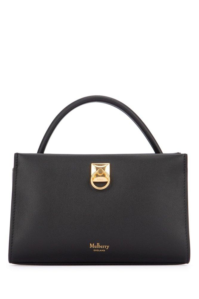 Mulberry Logo Printed Mini Iris Classic Tote Bag in Black Lyst